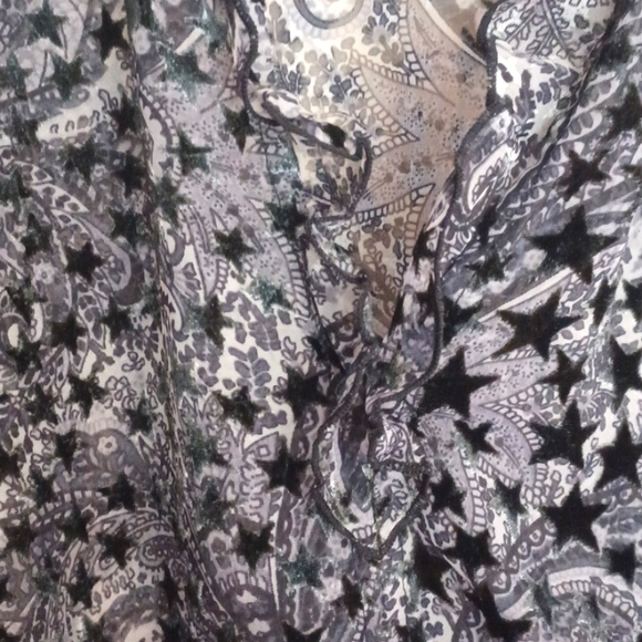 Zadig & Voltaire Blouse Top Tuya Burnout Stars Black Velvet Size M NEW - Picture 7 of 13